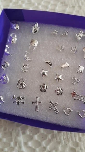 Lote de 18 pares de Aretes para niños, plateados, chapados en plata – photo 2